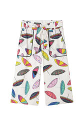 "Parasols" Print Poplin Girl Trousers Multico white front view