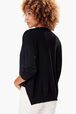 Pull en laine femme Raye noir/ecru vue portée de dos