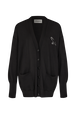 Cardigan en merinos et soie Noir vue de face