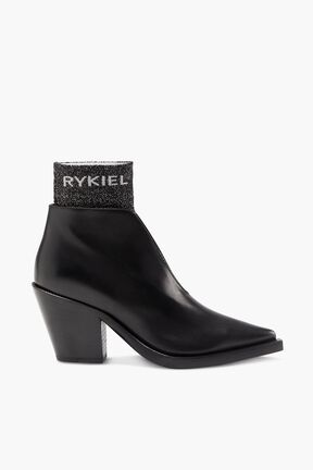 Boots rykiel cuir et maille lurex Noir vue de face