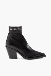 Rykiel Boots in Leather and Lurex Mesh Black front view