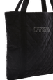 Quilted velvet tote bag Black details view 1