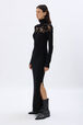 Robe en maille et en dentelle velours Noir vue de détail 1
