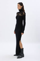 Robe en maille et en dentelle velours Noir vue de détail 1
