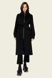 Manteau long double face en laine et cachemire noir Noir vue portée de face