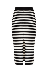 Women Poor Boy Striped Wool Maxi Skirt Black/white back view
