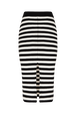 Women Poor Boy Striped Wool Maxi Skirt Black/white back view