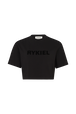 T-shirt crop col rond manches courtes Noir vue de face