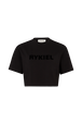 Short-Sleeved Cropped Crew Neck T-Shirt Black front view