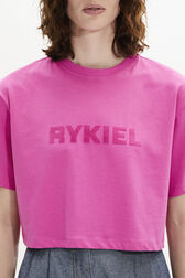 Short-Sleeved Cropped Crew Neck T-Shirt Pink details view 2