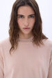 Short-sleeve sweater with rhinestone neckline Peach details view 2