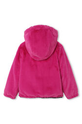 Reversible Hooded Coat Fuchsia back view