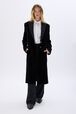 Long velvet coat Black front worn view