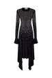 Studded dress in asymmetrical jersey Black front view