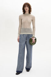 Long-Sleeved Crew-Neck Top Gold details view 1