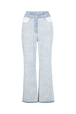 Pantalon flare en denim zèbre Bleu vue de face