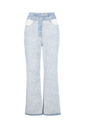 Pantalon flare en denim zèbre Bleu vue de face