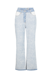 Zebra denim flared trousers Blue front view