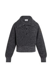 Moulded wool zipped rollneck sweater Grey front view