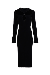 Long-Sleeved Dress with Rhinestone Fastenings Black front view