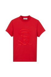 Women Cotton Jersey T-shirt Red front view