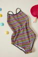 Maillot de bain une pièce fille rayé multicolore Multico raye vue de face