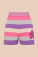 Short maille rayé multicolore pastel femme Lilas vue de face