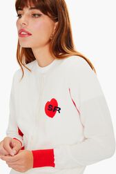 Heart Cardigan White details view 2