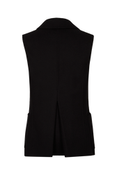Wool Double-Breasted Longline Sleeveless Waistcoat Black back view