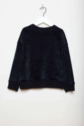 Sweat fille velours Noir vue de dos