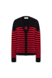 Cardigan rayé en laine Raye noir/rouge vue de face