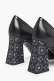 Black Metallic Leather Loafer Pumps Black details view 1