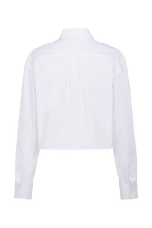 Crop shirt in cotton with long sleeves White back view