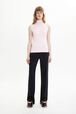 Women Viscose Tank Top with Coloured Armhole Baby pink front worn view