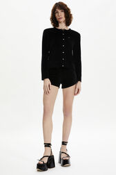 Women Velvet Shorts Black details view 1