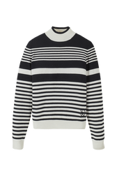 Pull col montant rayé femme Raye noir/blanc vue de face