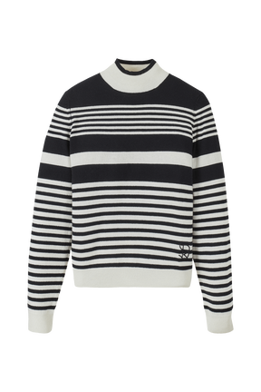 Pull col montant rayé femme Raye noir/blanc vue de face