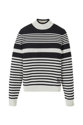 Women Iconic Bicolor Striped Sweater Black/white front view