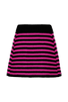 Women Big Poor Boy Striped A-line Skirt Black/fuchsia back view