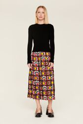 Women May 68 Print Long Skirt Multico crea front worn view
