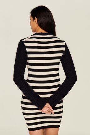 Women Jane Birkin Striped Midi Dress Black/white details view 3