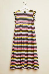 Robe longue fille rayée multicolore Multico raye vue de face