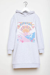 Robe à capuche fille molleton Gris vue de face