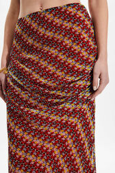 Women Polka Dot Silk Midi Skirt Multico crea details view 2