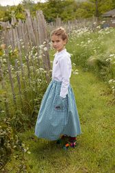 Jupe longue fille vichy Vert vue portée de dos