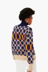 Jacquard Turtleneck Black/blue back view