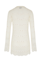 Robe courte rayures ajourées femme Raye ecru/blanc vue de dos