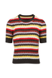 Women Striped Fluffy Sweater Multico crea front view