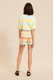 Women Pastel Multicolor Striped Wool Shorts Multico back worn view