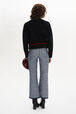 Wool Knit Boat-Neck Sweater Black back worn view